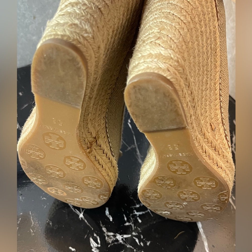 ❌SOLD❌Tory Burch Natural Beige Espadrille Wedge Platform - Picture 12 of 15